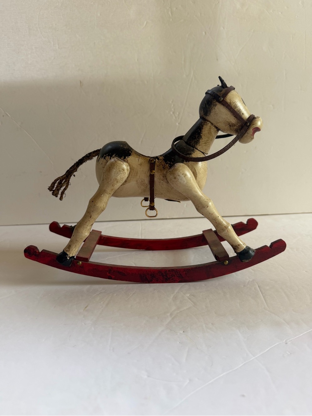 Vtg Primitive Wood Rocking Horse Decor Enesco Made In Spain
